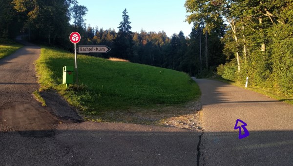 rechts halten Richtung Bachtel Kulm